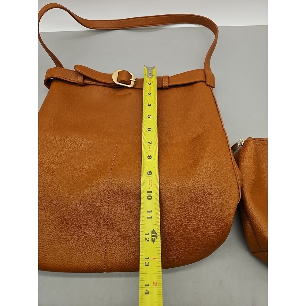 By Anthropologie Bag Brown Lambs Leather Slouchy Shoulder Bag Boho W/Zip Insert - Picture 2 of 7